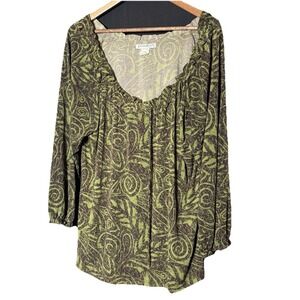 Pattern‎ Top Claudia Richard Blouse Textured Green Brown Fairy Grunge Woodland